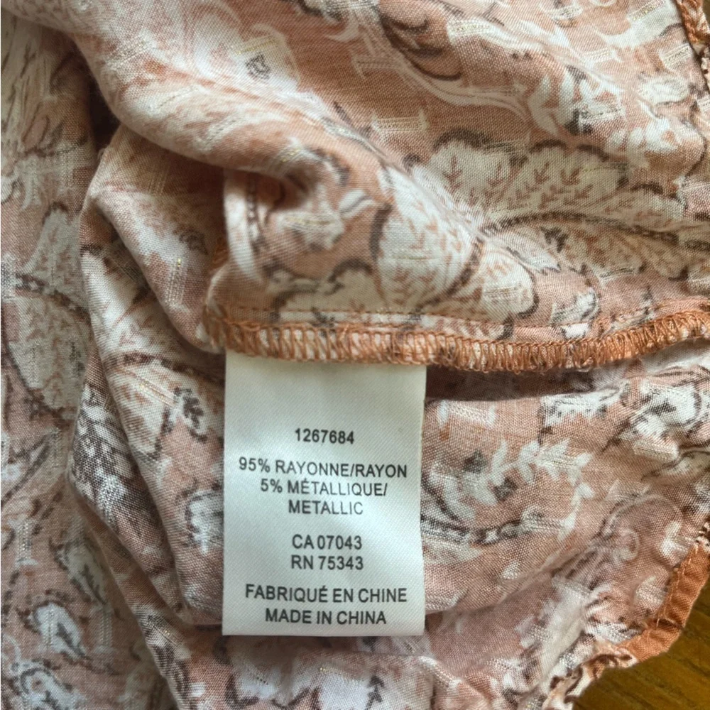 JOIE Bohemian Rayon Printed Ruffle Blouse Top Metallic Accent size Medium - Picture 10 of 10